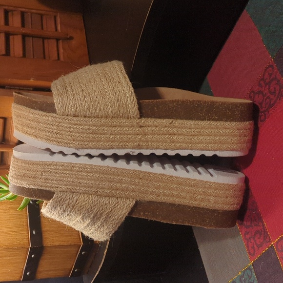 Dirty Laundry Palm Desert Espadrille Platform Sandals Slide On Jute Natural 9 - Picture 7 of 12